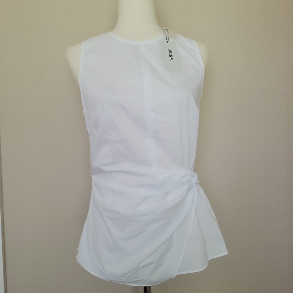 Jason Wu Twist Front Sleeveless Top Size M White Career Minimalist New Prep